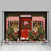 Lofaris Santas Workshop Red Door Christmas Trees Backdrop